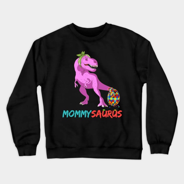 Momsaurus Autism Awareness Mother's Day Mommy Dinosaur Mom Crewneck Sweatshirt by igybcrew